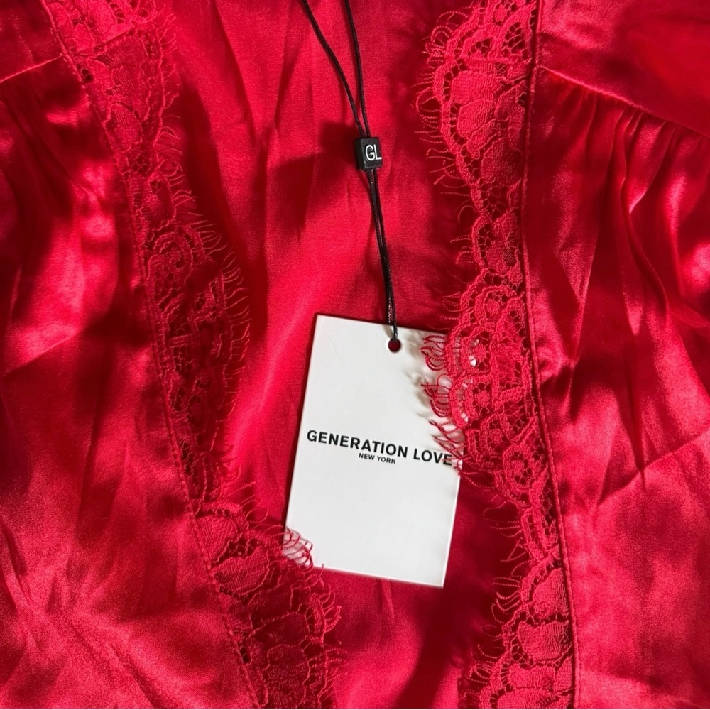 NWT GENERATION LOVE CALLIE LACE COMBO TANK SLEEVELESS RED SZ L - Picture 2 of 10